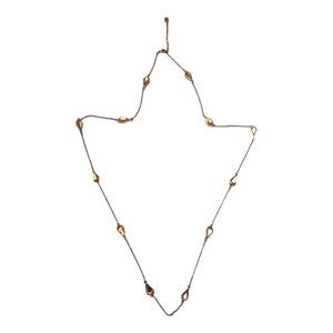 Citrine Teardrop Station Necklace in Silver Tone Long Chain